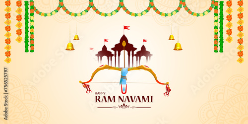 Vector illustration of Happy Rama Navami social media feed template