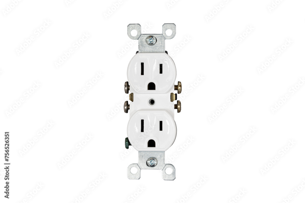 White three prong electric outlet no background png