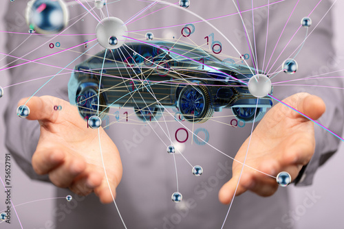 Autonomous car with HUD gra...