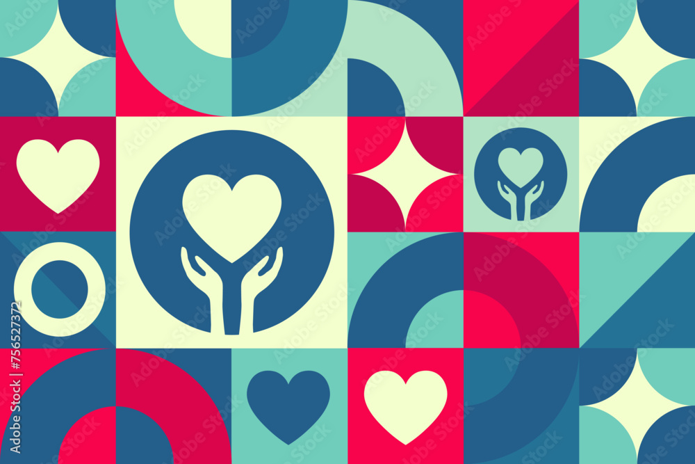 March is National Social Work Month. Seamless geometric pattern. Template for background, banner, card, poster. Vector EPS10 illustration.