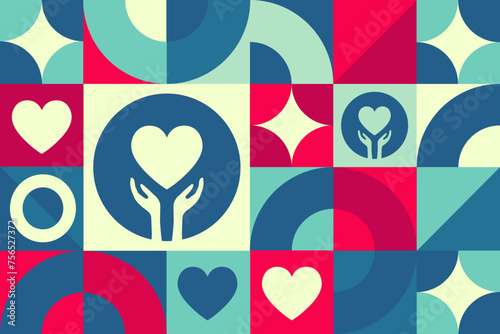 Obraz na płótnie March is National Social Work Month. Seamless geometric pattern. Template for background, banner, card, poster. Vector EPS10 illustration. w salonie