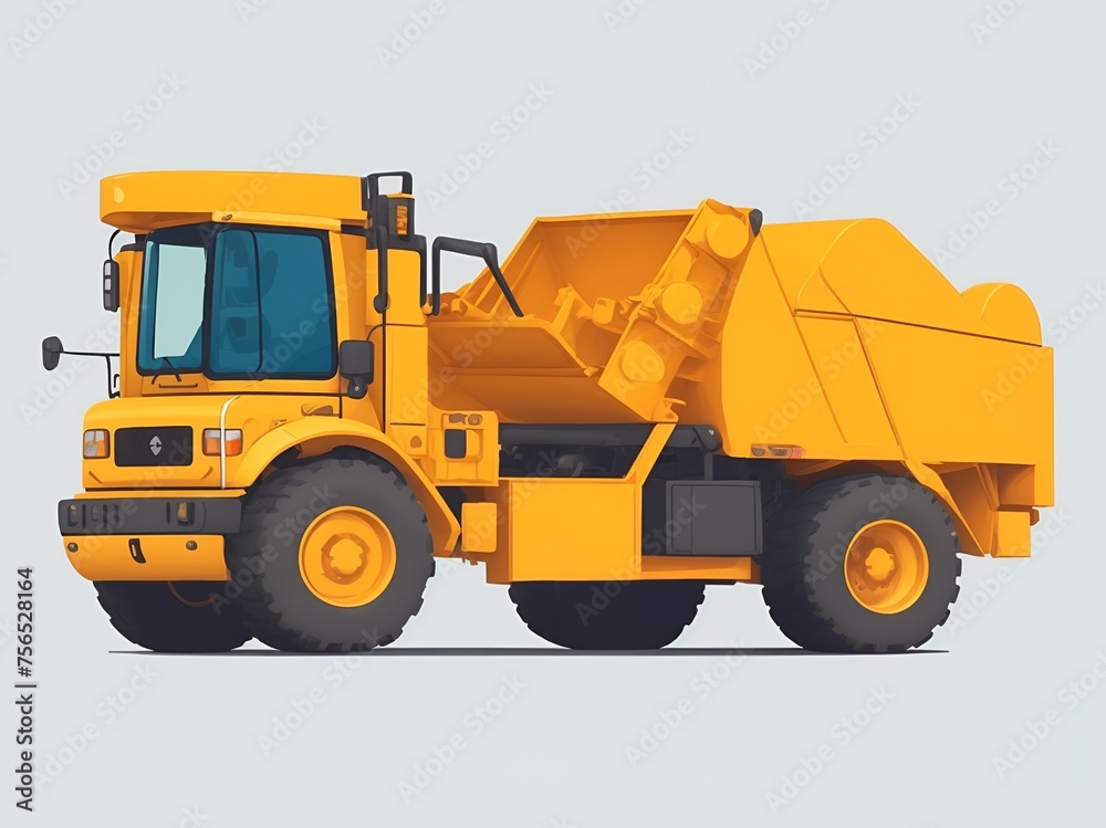 Truck on white background ,yellow truck isolated on white,yellow dump truck