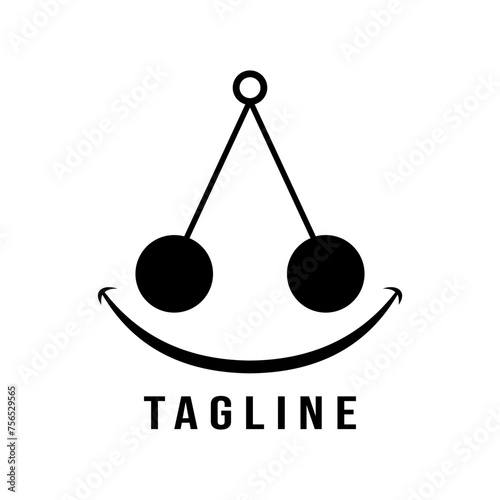 smiley pendulum black and white logo design