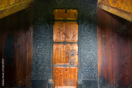 Decorative door to Hedalen stave church, Norway
