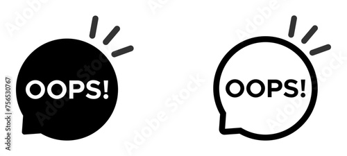 oops on speech bubble flat vector icons collection