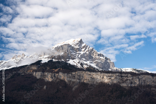 snow-covered mountain peak in spring
