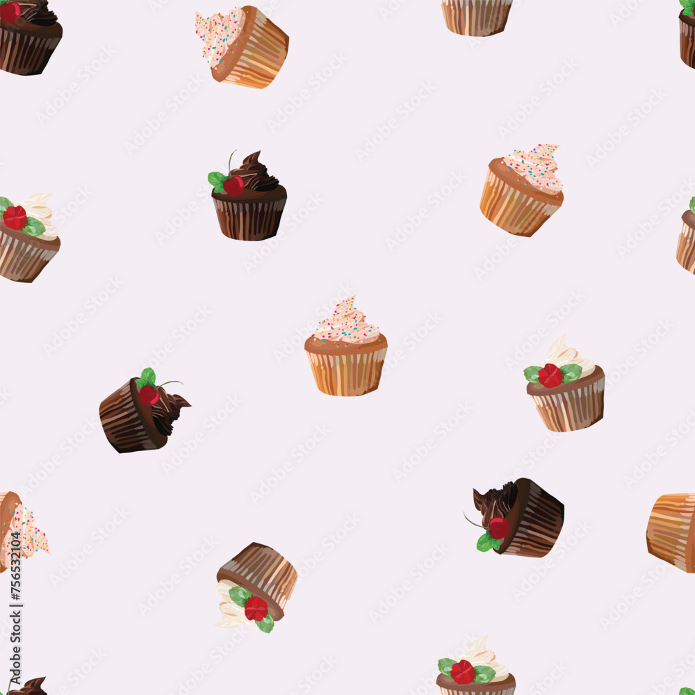 delicious and cute cupcakes seamless pattern delicious and cute cupcakes seamless pattern
