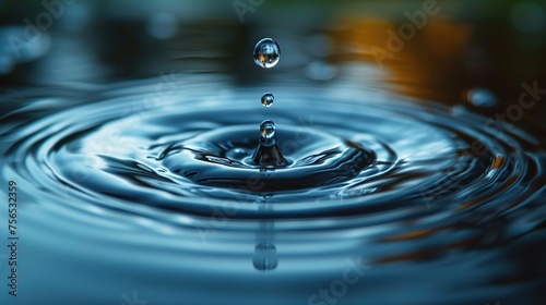 A drop of water falling into the water