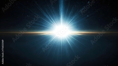 Dazzling light, emerging from the dark background