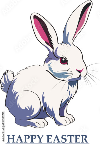Easter greeting card background with cute rabbit