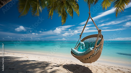 Sun, Sand, and Serenity.Relaxing on the Beach. Hammock Relaxation in Paradise