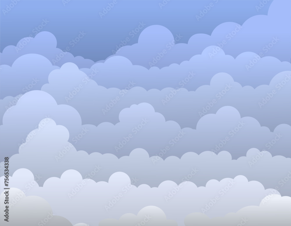 Abstract clouds in blue colors. The clouds in the sky are drawn with a gradient. Vector illustration.