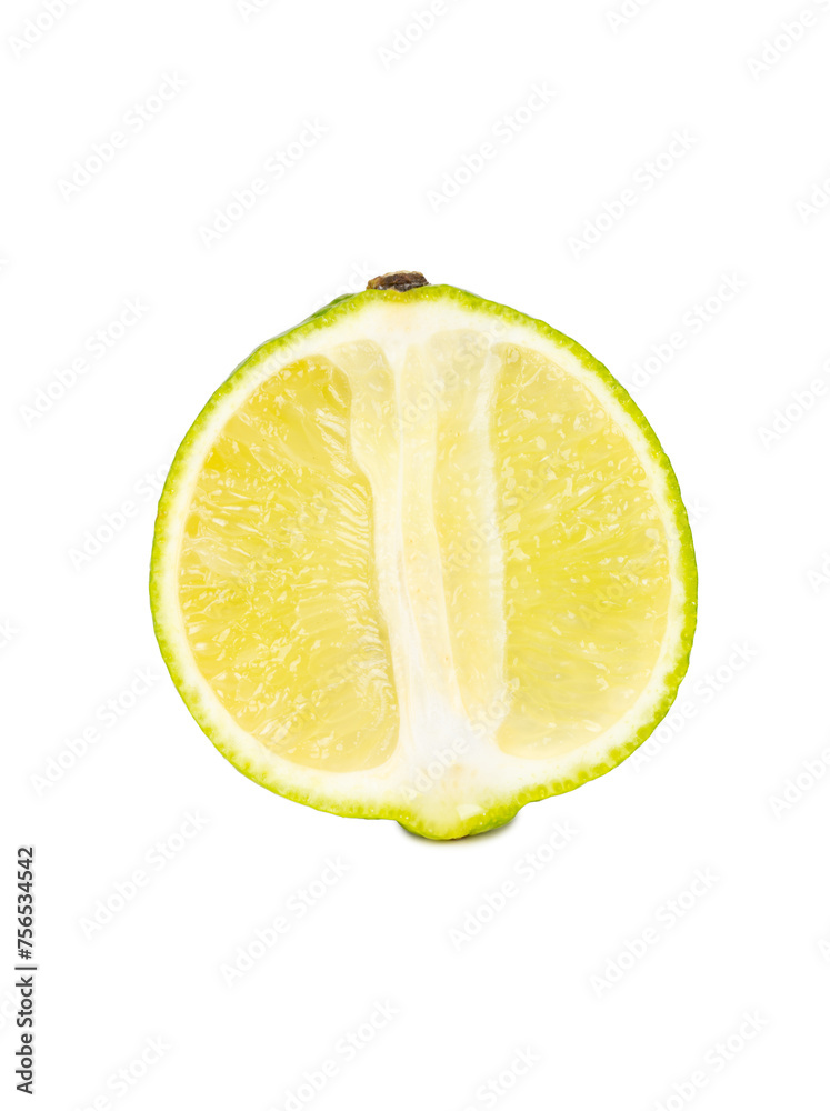 Juicy half of fresh lime fruit isolated on white background Juicy half of fresh lime fruit isolated on white background