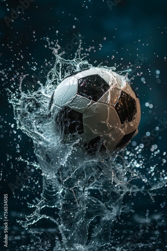 Dynamic splash of digital pixels around a soccer ball, ideal for sports blogs. © EOL STUDIOS