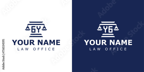 Letters GY and YG Legal Logo, suitable for lawyer, legal, or justice with GY or YG initials