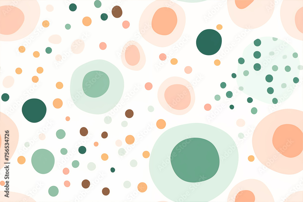 flat design abstract shape, dot, dashed line, watercolor on white background, spring pastel color palatte, seamless patern - obrazy, fototapety, plakaty 