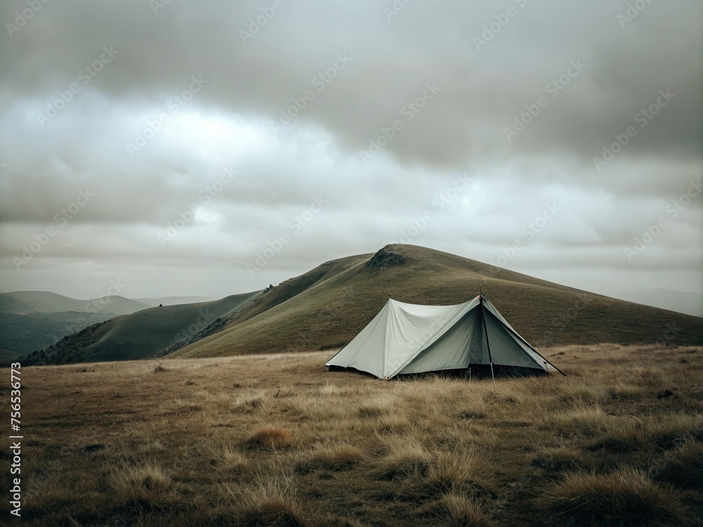 tent in the mountains generative ai