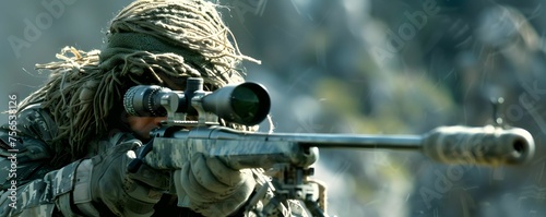 Sniper in concealment precision and patience photo
