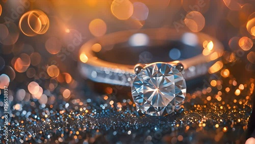 Close-up view of a beautiful large diamond ring photo