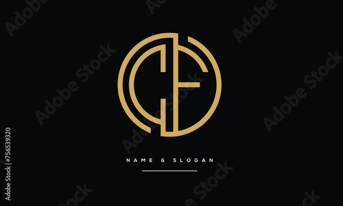Alphabet Letters CF, FC, Initials Logo Monogram