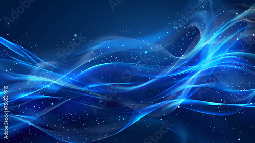 abstract blue background with waves, Abstract background of lines, and luminous elements 