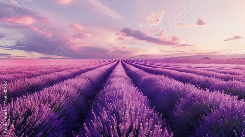 Endless rows of lavender fields stretching towards the horizon, swaying gently in the breeze.