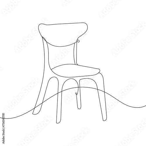 A chair minimalist one line continuous art vector design isolated on a white background. Simple.