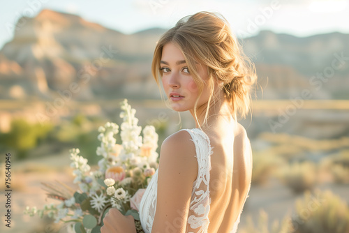 A stunning bridal portrait in a natural setting