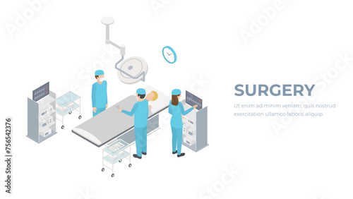 Lung surgery 3D flat isometric vector concept for banner, website, illustration, landing page, flyer, etc.