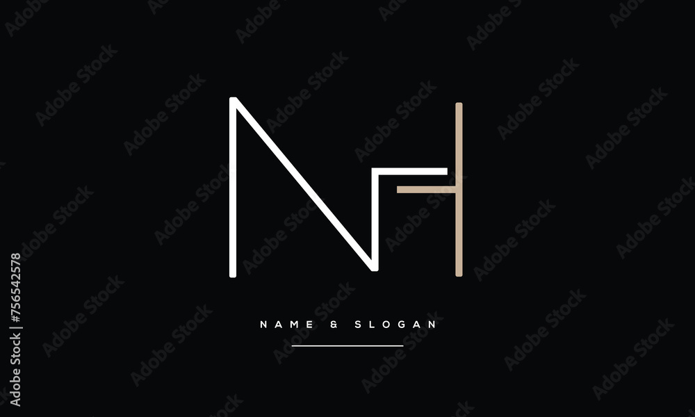 NH, HN, Abstract Letters Logo monogram