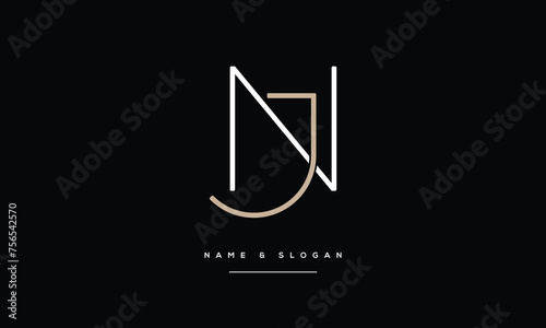 NJ, JN, N, J, Abstract Letters Logo Monogram