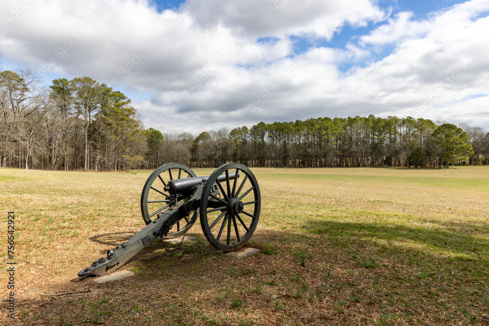 Cannon over looking American Civil War battle field at Chickamauga Chattanooga National Military Park