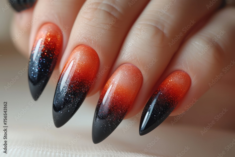 Womans hand with colorful nail polish Womans hand with colorful nail polish