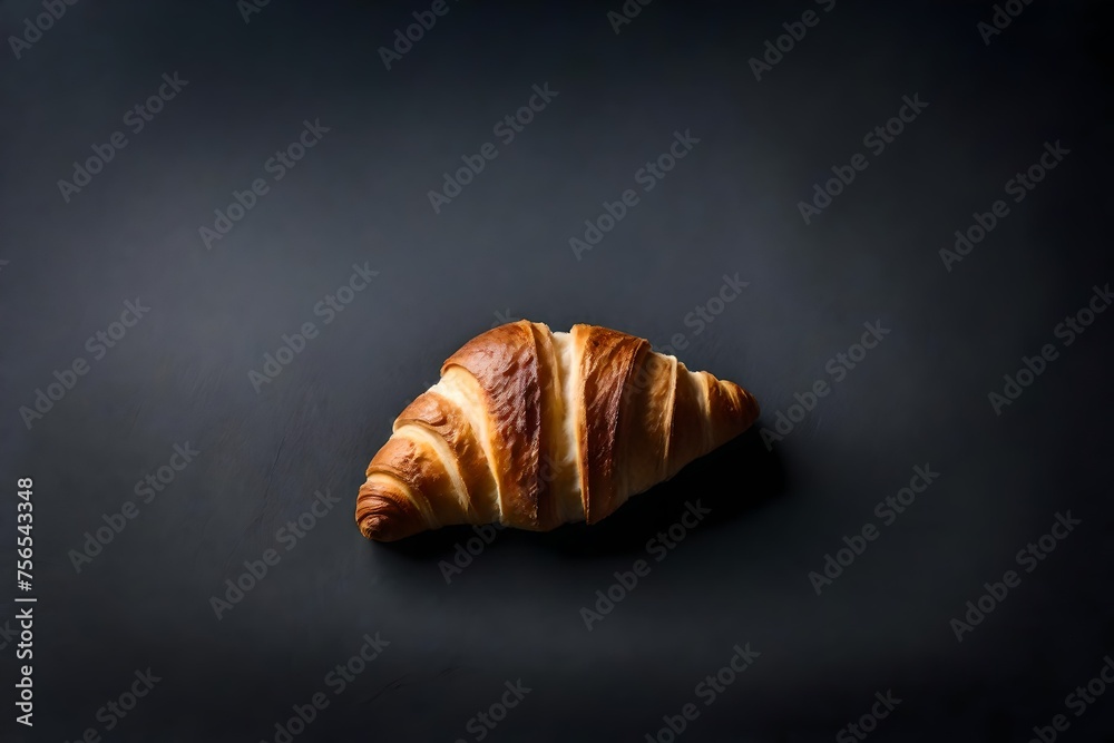 minimalist croissant presentatrion on slate background