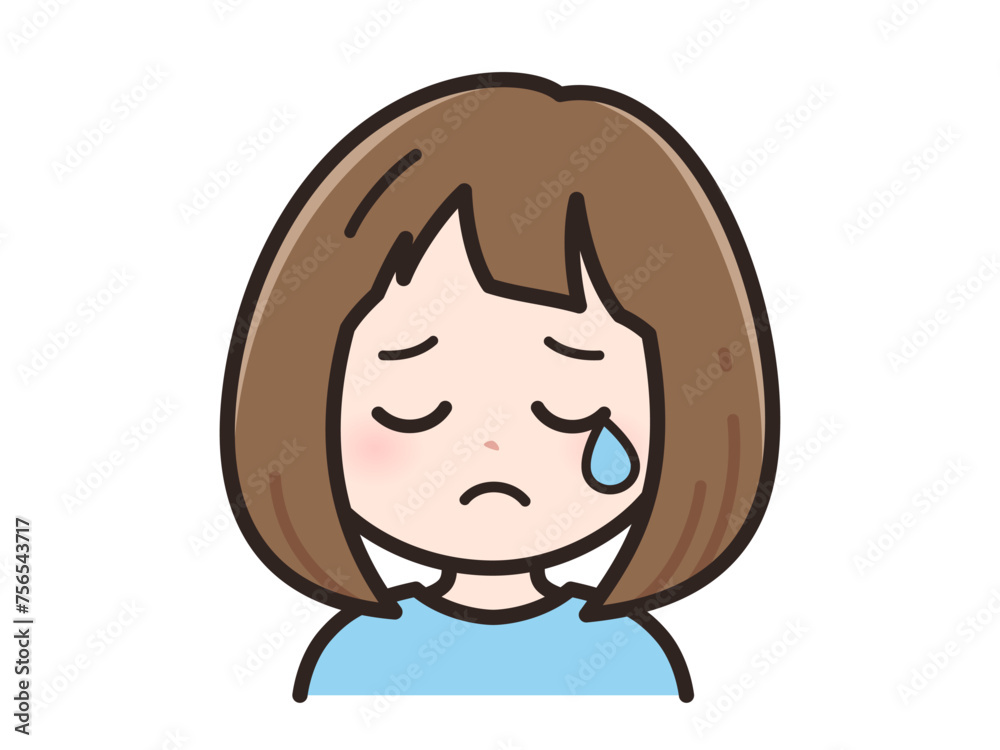 悲しいの若い女性のイラスト 悲しいの若い女性のイラスト