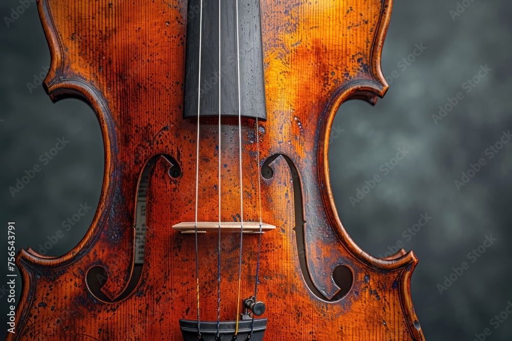 Close-up of a well-loved violin, showcasing intricate details and timeless craftsmanship Close-up of a well-loved violin, showcasing intricate details and timeless craftsmanship