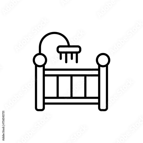 Baby cribs outline icons, minimalist vector illustration ,simple transparent graphic element .Isolated on white background