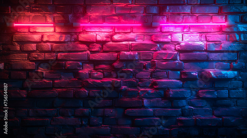 Urban Brick Wall Texture in Vintage Neon Lights