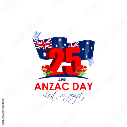 Vector illustration of Anzac Day social media feed template