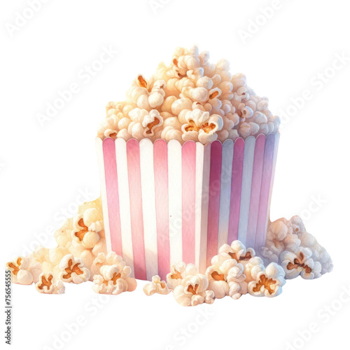 Popcorn, watercolor style, white background