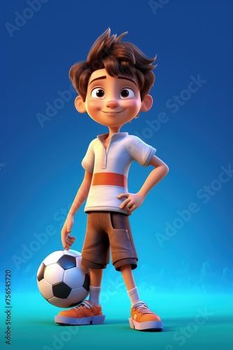 Football player boy, cute adorable cartoon character on isolated transparent background © Gizmo