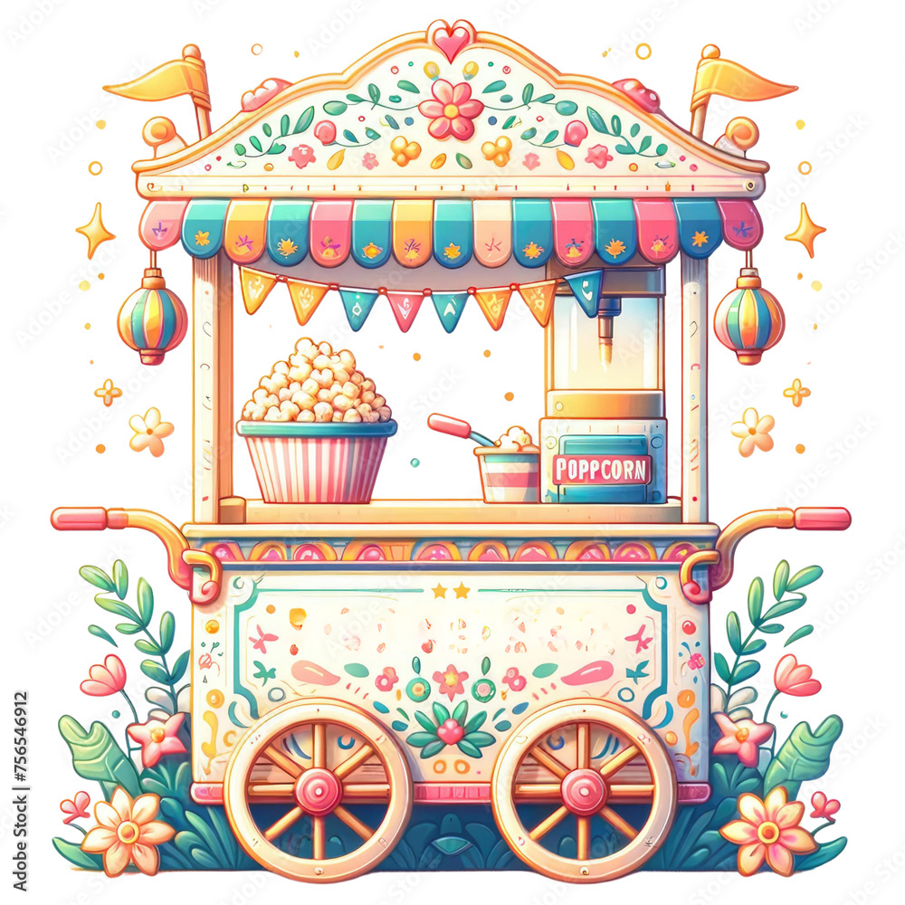 Obraz premium popcorn cart transparent background