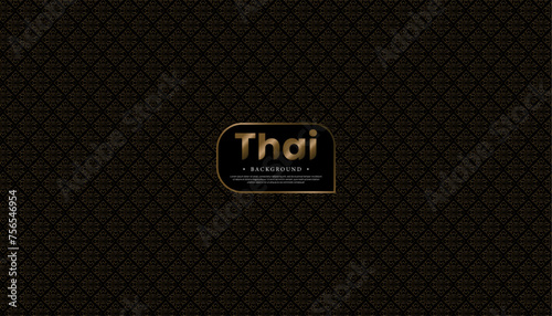 Seamless Thai pattern background with black and gold background.