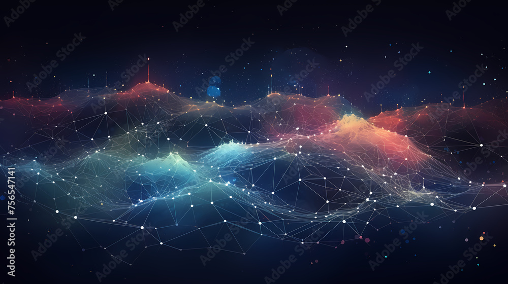 Abstract background with connecting lines and dots - obrazy, fototapety, plakaty 