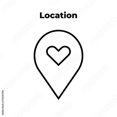 Location mark place icon vector illustration. Favorite place pin. Landmark concept. Pin sign. Caring delivery to address symbol. Thin line isolated pictogram for logo, web, ui, ux. Vector EPS 10