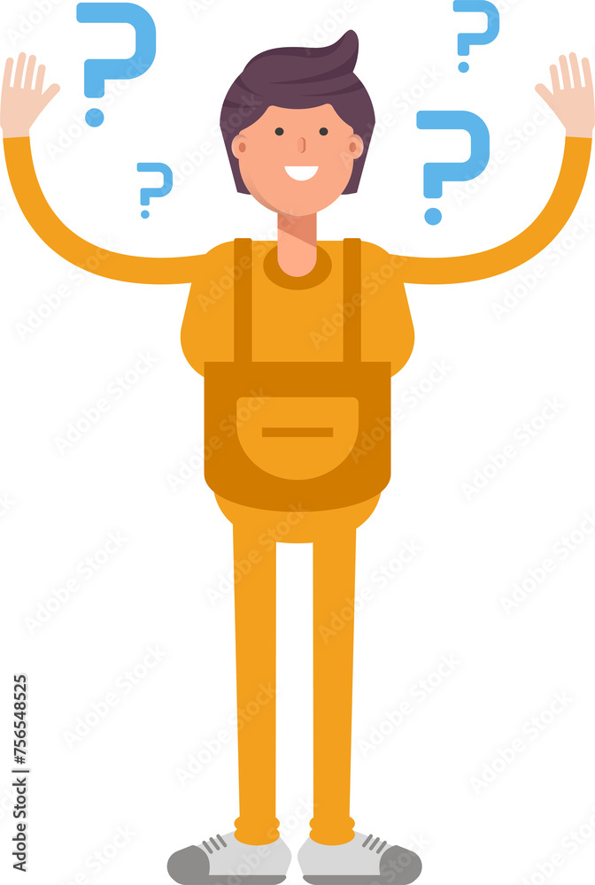 Service Man Character and Question Marks
Service Man Character and Question Marks