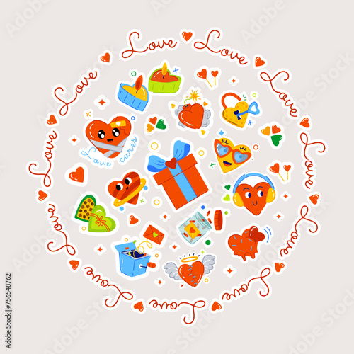 Wallpaper Mural Typographic flat vector with key elements of valentine day celebration  Torontodigital.ca