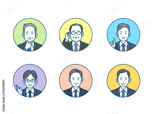 中年会社員の男性イラストセット