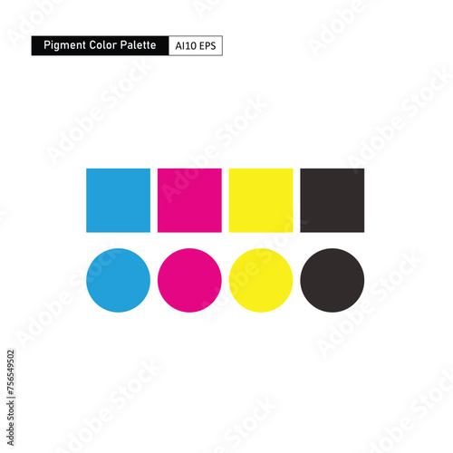 Pigment color palette CMYK . Primary colors for printed products 