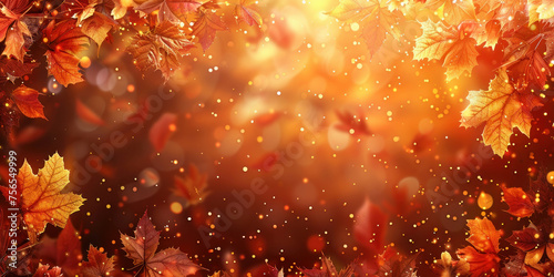 Autumn leaves and water droplets on dark background, nature concept with fall foliage and raindrops